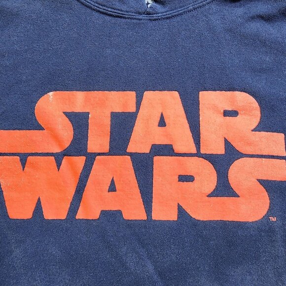 Star Wars Hoodie Medium Navy Fifth Sun Front & Arm Graphics Pullover - Picture 4 of 12